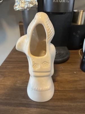 Vintage white ceramic Geisha girl with fan Benihana tiki mug vase - Thumbnail 2