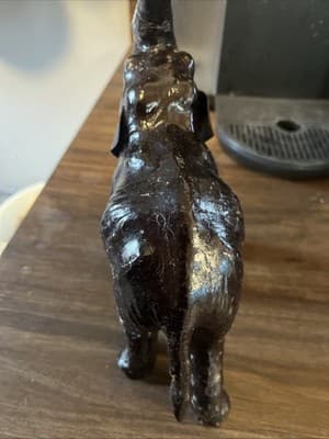 Vintage Leather Elephant Figurine Made in India Trunk Up Lucky Charm - Thumbnail 3