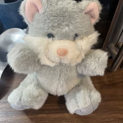 Cute Gray Vintage Kitty Cat Plush Toy - Image 1