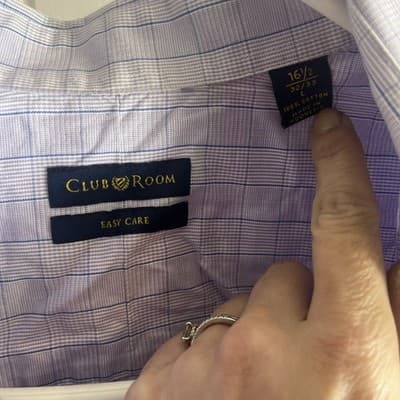 Club Room Men’s 16-32/33 Purple Check Long-Sleeve Button Down Dress Shirt - Thumbnail 2
