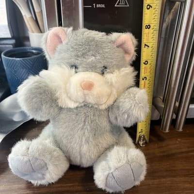 Cute Gray Vintage Kitty Cat Plush Toy - Thumbnail 2