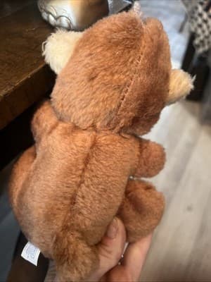 Vintage 1981 Animal Toys Plus Brown Tan Monkey Plush Red Mouth 8 Inch - Thumbnail 3