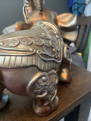 Decorative Gold Elephant Resin 12”L X 12”H X 8” W Very Detailed And Heavy - Thumbnail 5