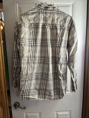 HATHAWAY BUTTON DOWN LONG SLEEVE PLAID SHIRT MEN'S SIZE L Beige And Brown - Thumbnail 4