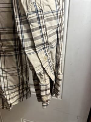 HATHAWAY BUTTON DOWN LONG SLEEVE PLAID SHIRT MEN'S SIZE L Beige And Brown - Thumbnail 5