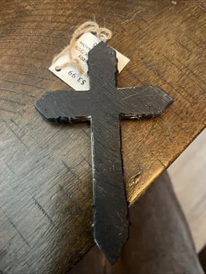 Cross Ornament Or Wall Decor Western Inspired Wood and Resin Details - Thumbnail 3