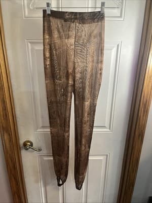 Win Win Size Small Women’s Brown Transparent Jean Like Leggings With Foot Holes - Image 1