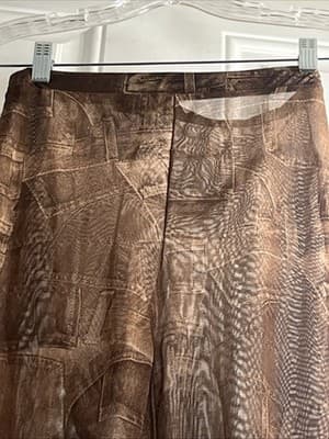 Win Win Size Small Women’s Brown Transparent Jean Like Leggings With Foot Holes - Thumbnail 4
