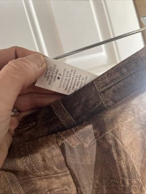 Win Win Size Small Women’s Brown Transparent Jean Like Leggings With Foot Holes - Thumbnail 5