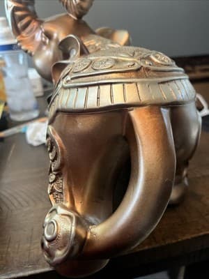 Decorative Gold Elephant Resin 12”L X 12”H X 8” W Very Detailed And Heavy - Thumbnail 4