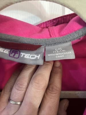 Free Tech Zip Up Hood Zip Pockets Lined Jacket Size Large Pink/Rust Geo Print - Thumbnail 3