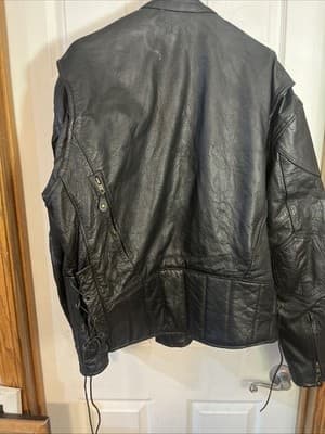 HOT LEATHERS Black leather jacket size 48 with liner - Thumbnail 4