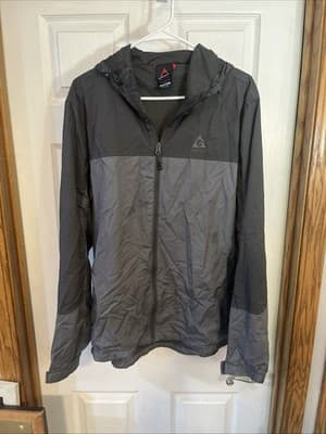 Gerry Mens Hooded Jacket Large Gray Full Zip Lightweight Outdoor Shell - Image 1