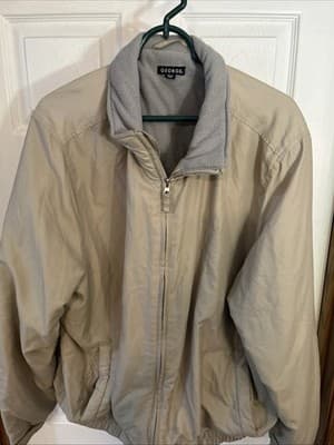 Men’s Collared Jacket Grandpa Core Beige Windbreaker Fleece Lined XL - Image 1