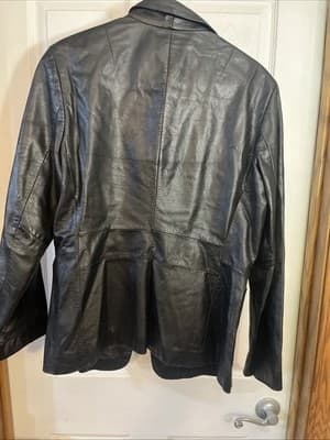 Express Womens Genuine Leather Blazer Jacket Front Pockets d Size 13/14 Black - Thumbnail 3