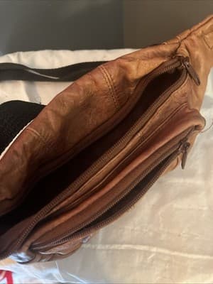 brown leather fanny pack women And Longer Black Strap - Thumbnail 2