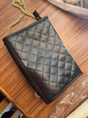 Women’s Black Handbag Namebrand Long Gold Crossbody Strap Chain like - Thumbnail 4