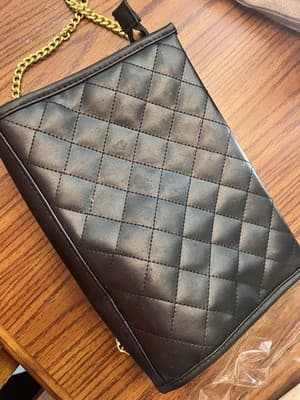 Women’s Black Handbag Namebrand Long Gold Crossbody Strap Chain like - Thumbnail 3