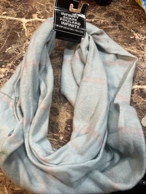 Infinity Scarf Blue Gray Striped NWT - Image 1