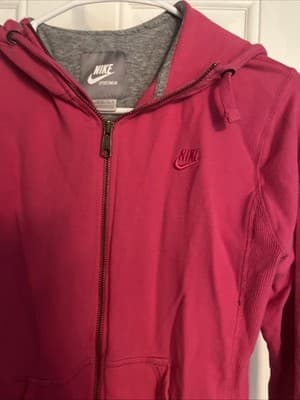 Nike Girls Hoodie Size L Pink Full Zip Pockets Long Sleeve - Thumbnail 2