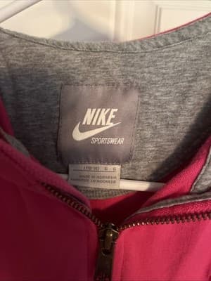 Nike Girls Hoodie Size L Pink Full Zip Pockets Long Sleeve - Thumbnail 3