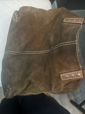 MICHAEL KORS "ASTOR" STUD BROWN LEATHER SUEDE LARGE SHOULDER TOTE MSRP $398 - Thumbnail 6