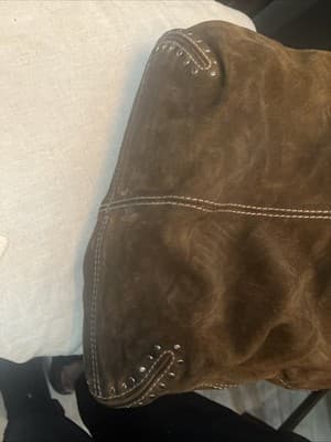 MICHAEL KORS "ASTOR" STUD BROWN LEATHER SUEDE LARGE SHOULDER TOTE MSRP $398 - Thumbnail 7