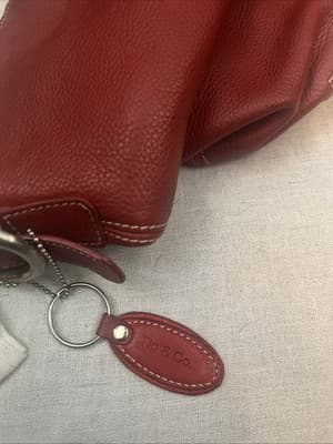 Rig And Co. Red Shoulder Bag For Women Leather And White Stitching - Thumbnail 2