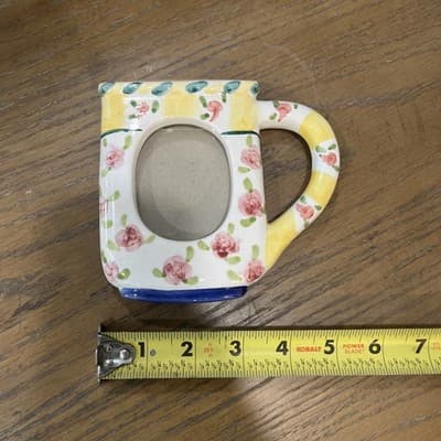 Coffee Cup Ceramic 2x3 Photo Frame With Flowers And Stand - Thumbnail 6