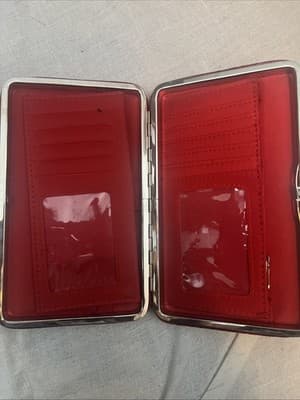 Red Floral Bejeweled Clasp Wallet With Insert NWOT - Thumbnail 2