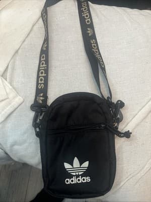 Adidas Originals Unisex Festival Crossbody Mini Cellphone Bag, Black/White - Image 1