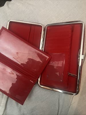 Red Floral Bejeweled Clasp Wallet With Insert NWOT - Thumbnail 3