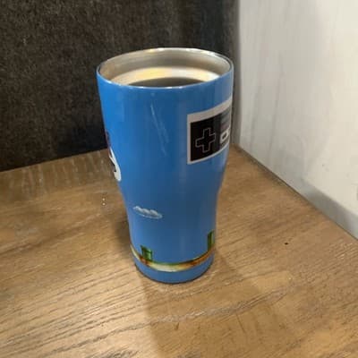 super mario stainless steel tumbler From Nintendo with Luigi Blue Cup No Lid - Thumbnail 2