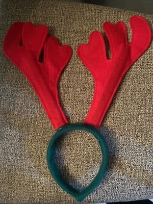 Christmas Deer Reindeer Antlers Horn Headband Fantasy Costume W/Nose - Thumbnail 2