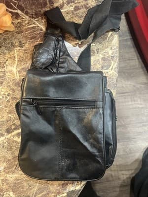 Buxton Crossbody Black Leather Travel Bag Multi-Organizer Anti-theft Purse - Image 1