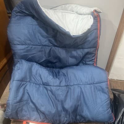 Ozarke Trail Camping Adult Navy Puffer Sleeping Bag With Orange Zipper 33x77 - Thumbnail 2
