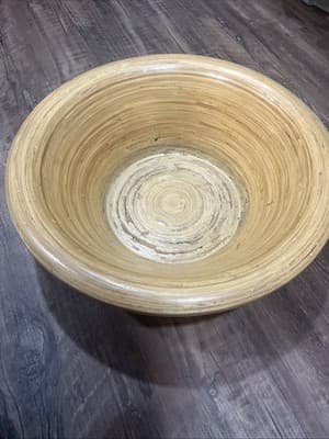Home Target Brand Bamboo Food Safe 16” Diameter Bowl Beige - Image 1
