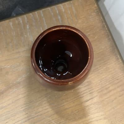 Art Pottery Dark Brown Wine Goblet 4 3/4" tall - Thumbnail 2