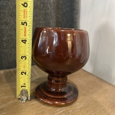 Art Pottery Dark Brown Wine Goblet 4 3/4" tall - Thumbnail 5