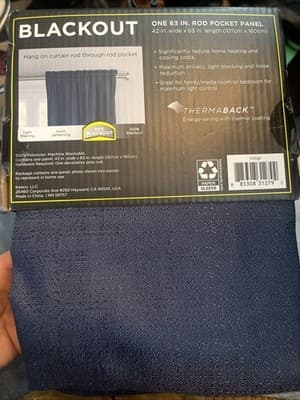 Eclipse polyester Blackout One Rod Pocket Panel size 42" x 63" NEW Pair - Thumbnail 2