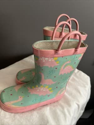 Pink Dinosaur Rain Boots Size 9/10 Kids Waterproof - Thumbnail 2
