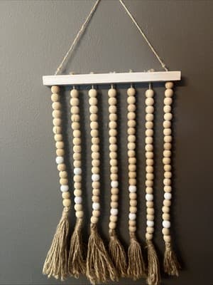 NWT Hanging Wall Beads Farmhouse Decor Brown, Colonial White & Natural - Image 1