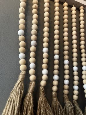 NWT Hanging Wall Beads Farmhouse Decor Brown, Colonial White & Natural - Thumbnail 2