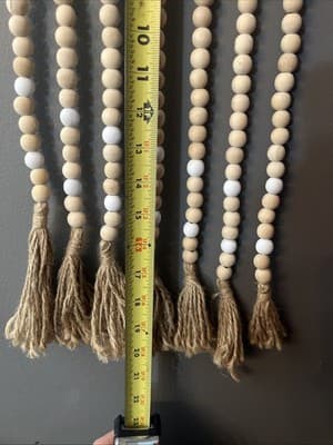 NWT Hanging Wall Beads Farmhouse Decor Brown, Colonial White & Natural - Thumbnail 4