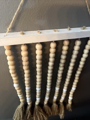 NWT Hanging Wall Beads Farmhouse Decor Brown, Colonial White & Natural - Thumbnail 3
