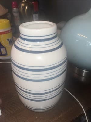 Lovely Blue Striped Container Vase - Image 1