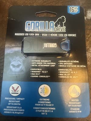 Gorilla Drive 16GB Ruggedized USB Flash Drive Water Impact Resistant EP-GDUSB - Image 1