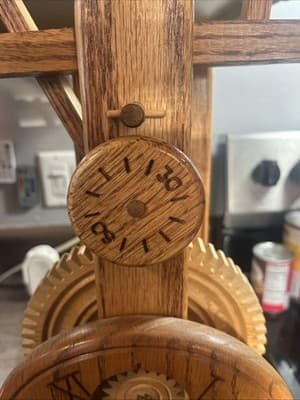 Vintage Handmade Wooden Collectors Clock W/O Motor - Thumbnail 2