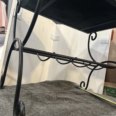 Vintage Italian Vanity Stool Bench Metal New Upholstery Original Paint 17x14 - Thumbnail 11