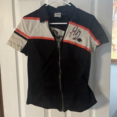 Women’s Harley Davidson Shirt Small Speedway Spirit Full Zip Single Stitch - Image 1